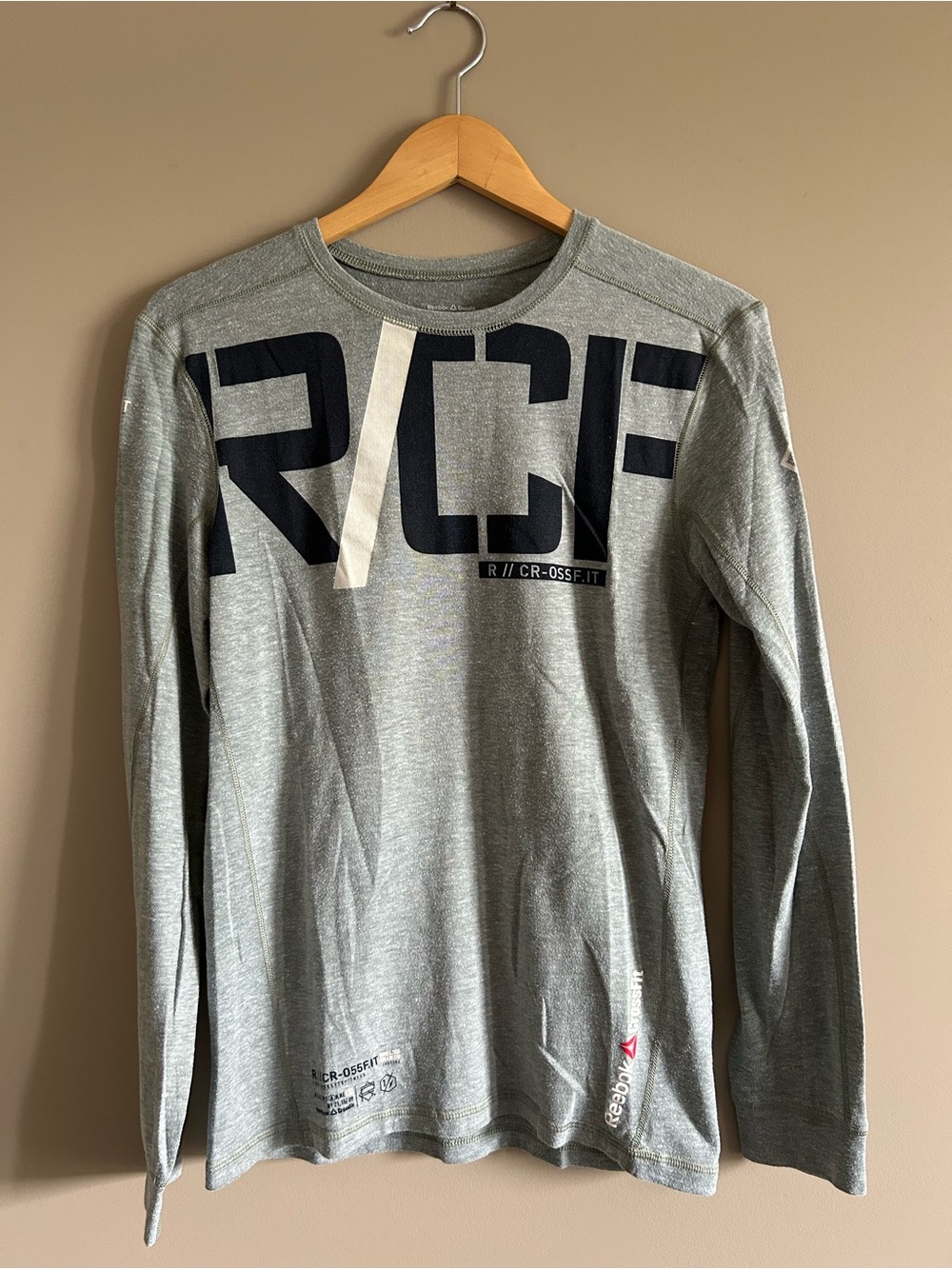Reebok CrossFit Grey Long Sleeve Performance Tee with Black RCF Graphic